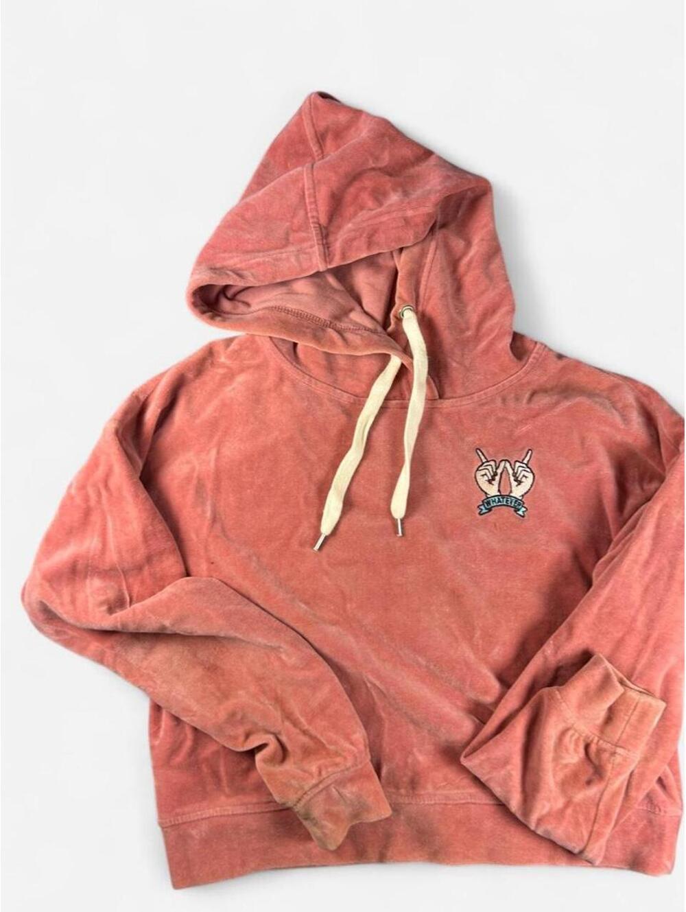 Forever 21 Pink Hoodie with 'Whatever' Embroidered Design